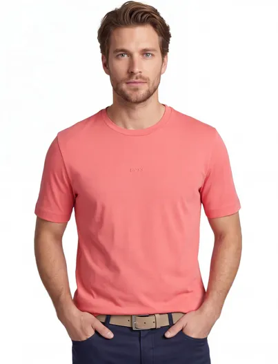 Hugo Boss BOSS T-shirt roze wijde fit katoen met logo