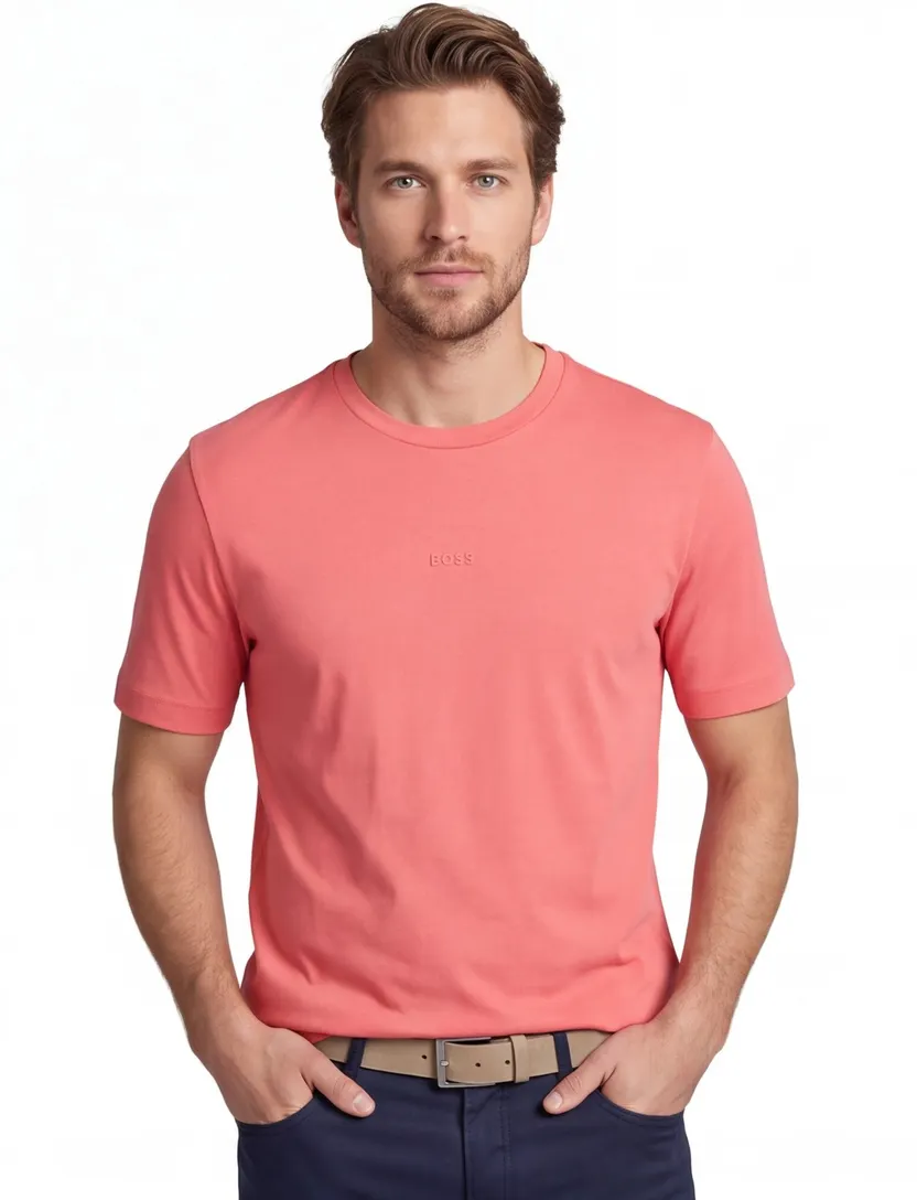 BOSS T-shirt roze wijde fit katoen met logo