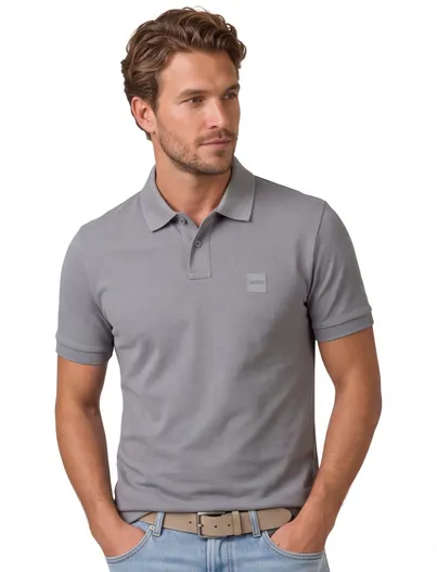 Hugo Boss Zilverkleurig poloshirt BOSS Orange Passenger korte mouw