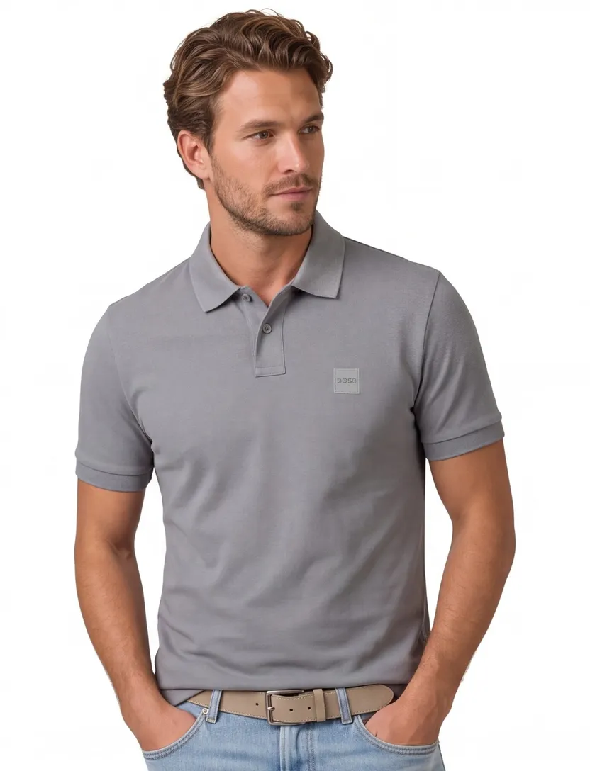 Zilverkleurig poloshirt BOSS Orange Passenger korte mouw
