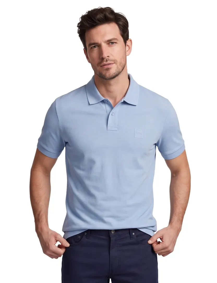 Lichtblauw poloshirt BOSS Orange Passenger korte mouw