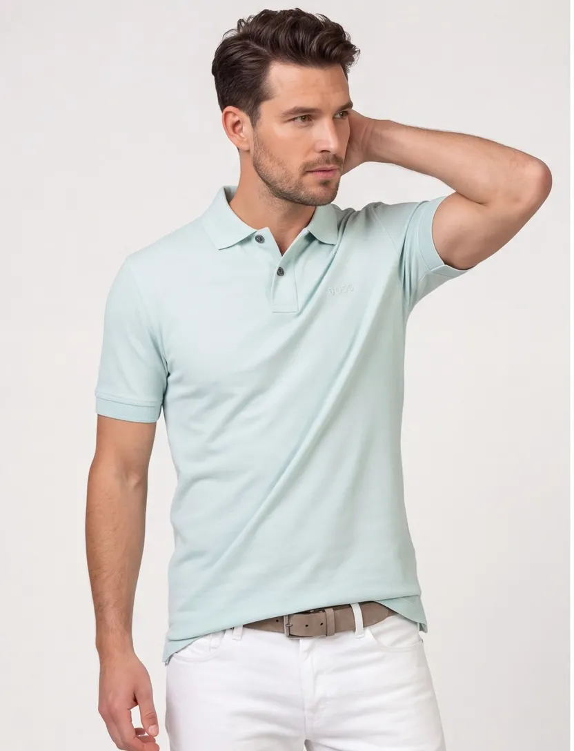 poloshirt turquoise Boss Orange Prime 2-knoops