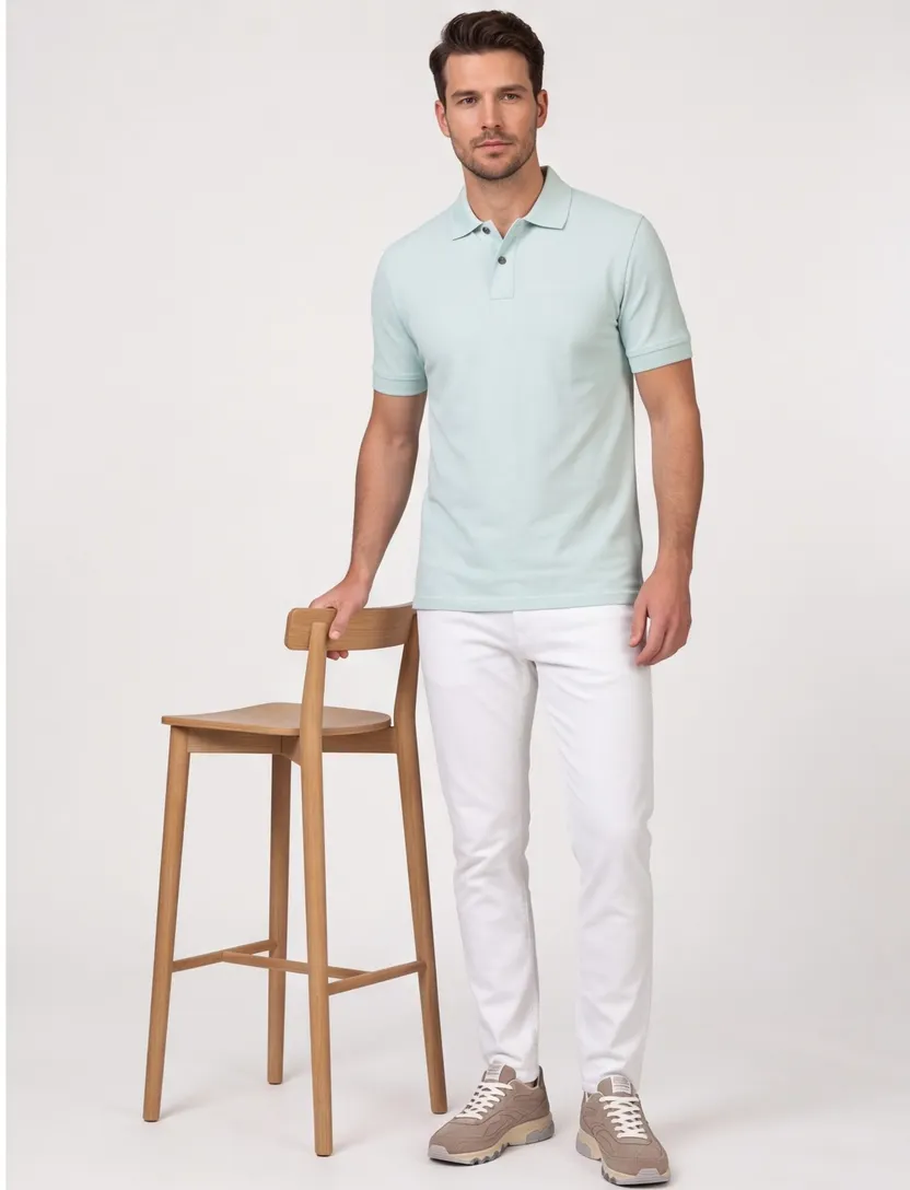 poloshirt turquoise Boss Orange Prime 2-knoops