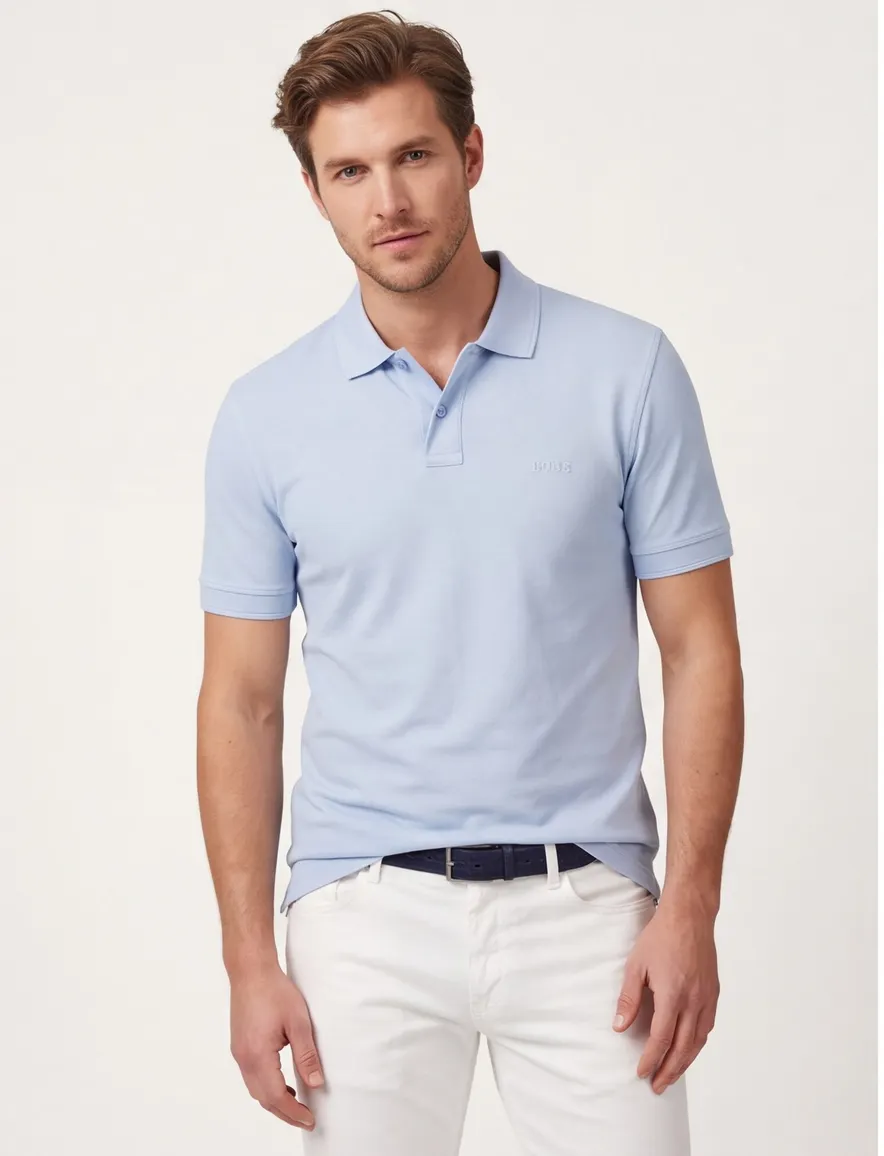 BOSS Orange Prime poloshirt lichtblauw