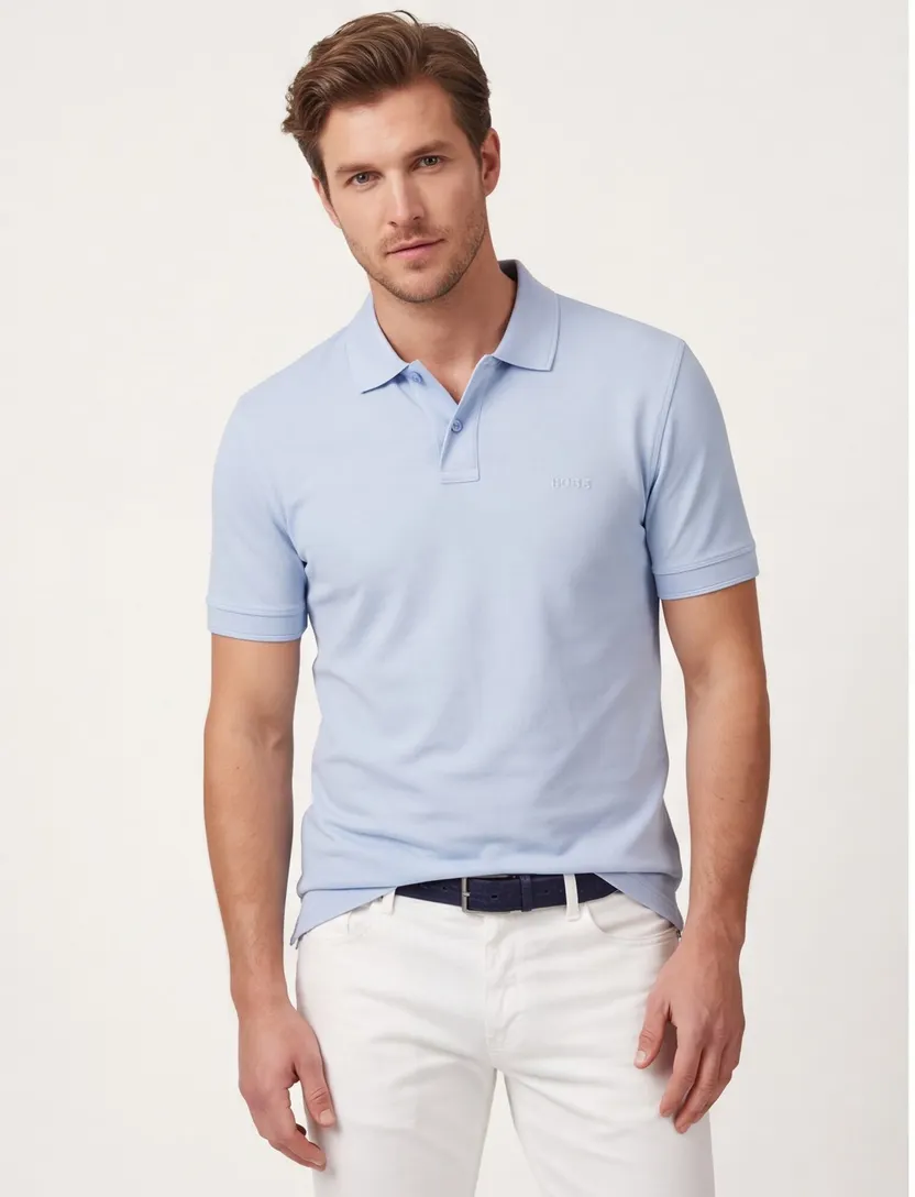 polo lichtblauw korte mouw Boss Orange Prime