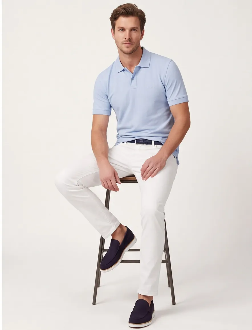 BOSS Orange Prime poloshirt lichtblauw