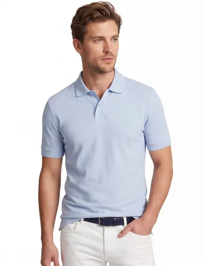 Hugo Boss lichtblauw 2-knoops poloshirt Boss Orange Prime
