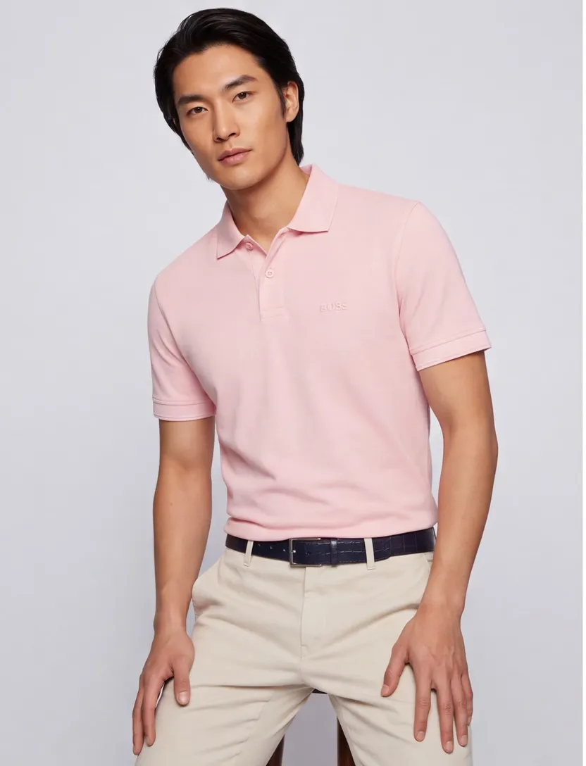 BOSS Orange Prime 2-knoops poloshirt roze