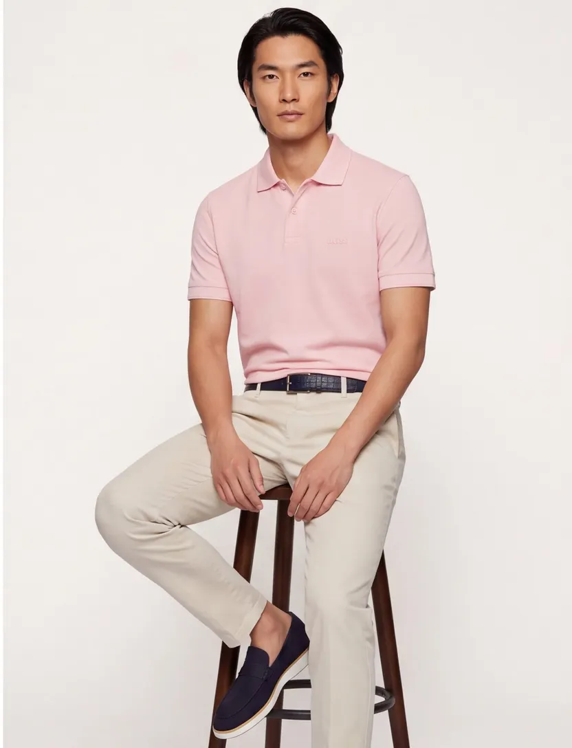 BOSS Orange Prime 2-knoops poloshirt roze