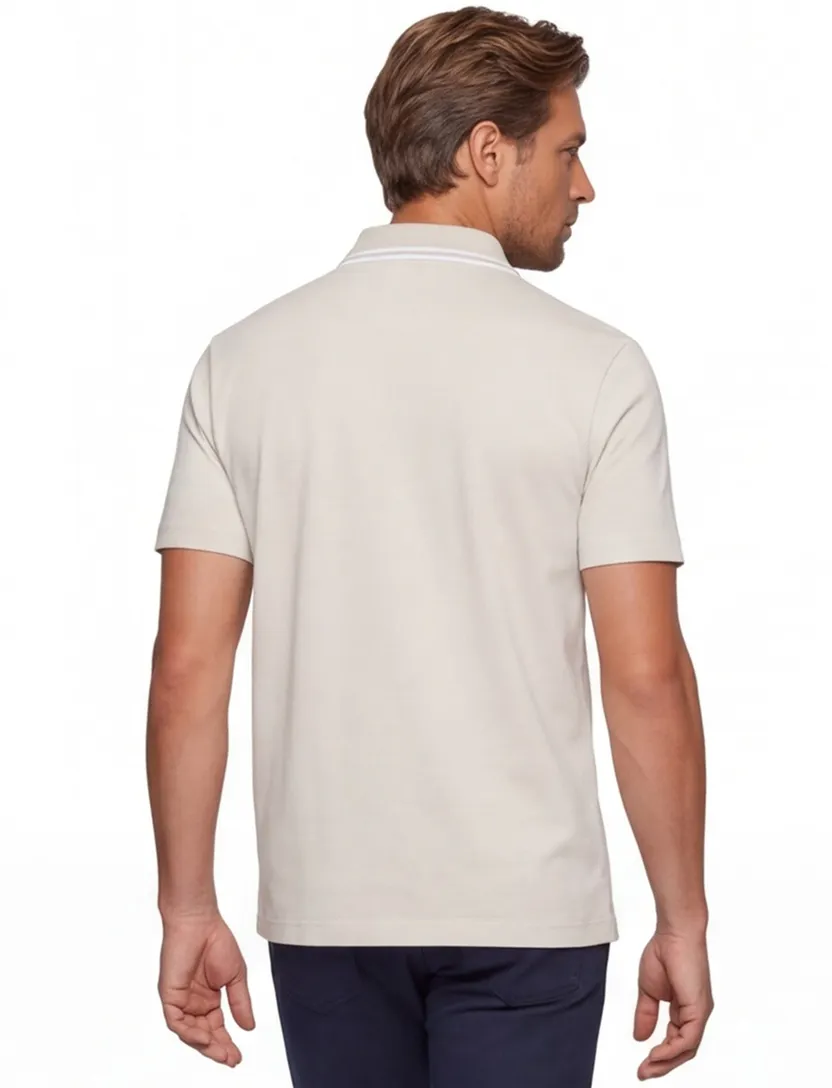Creme poloshirt BOSS Orange PeoxfordNew Peoxford New kraagranden
