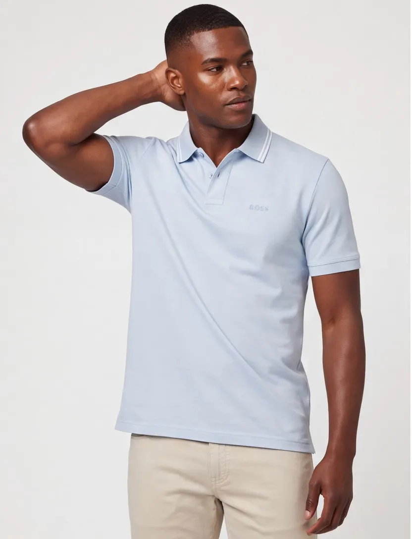 Lichtblauw poloshirt Boss Orange Peoxfordnew 2-knoops