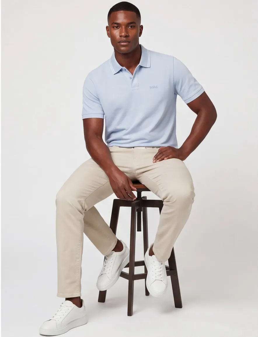Boss Orange Peoxford poloshirt lichtblauw