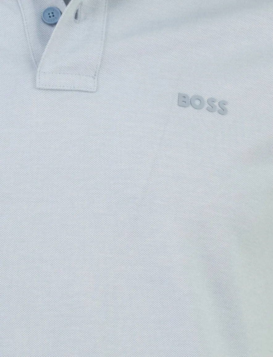 Boss Orange Peoxfordnew poloshirt 2-knoops lichtblauw pique