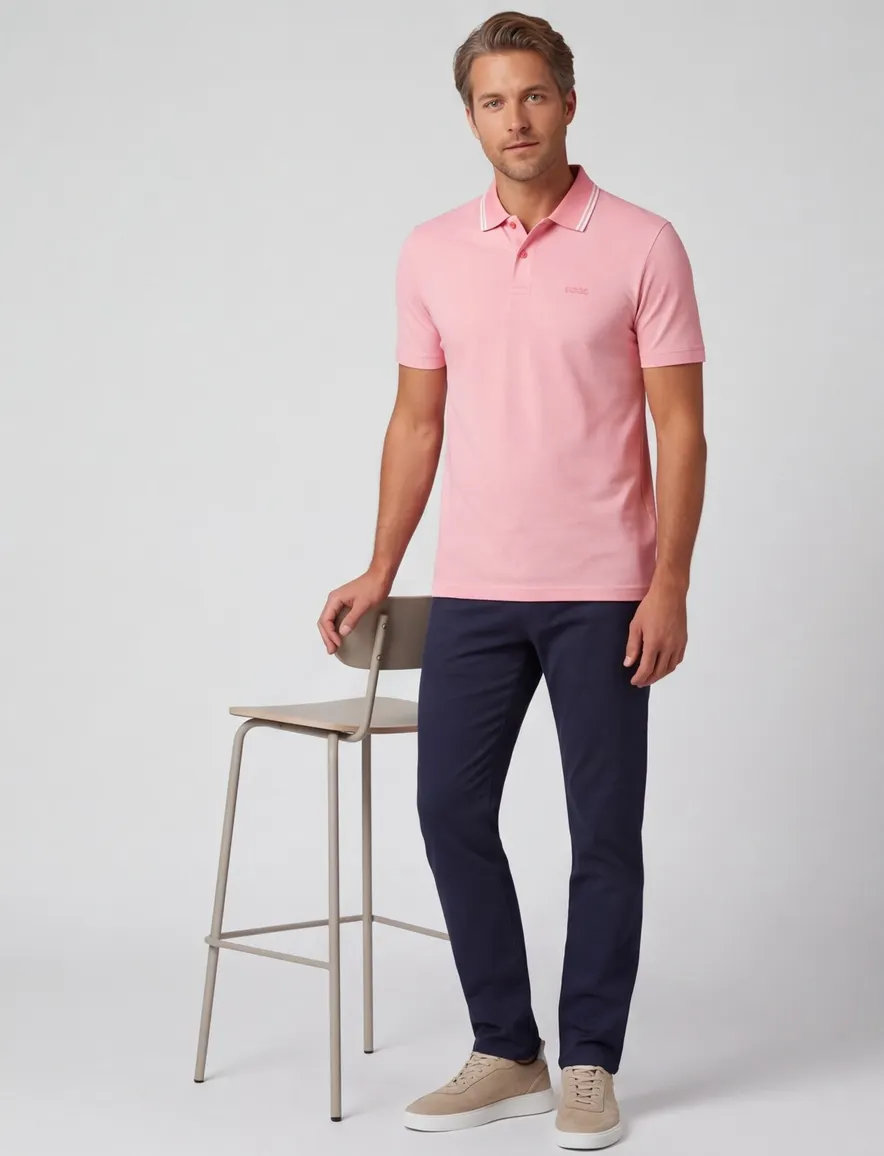 Boss orange poloshirt korte mouw roze