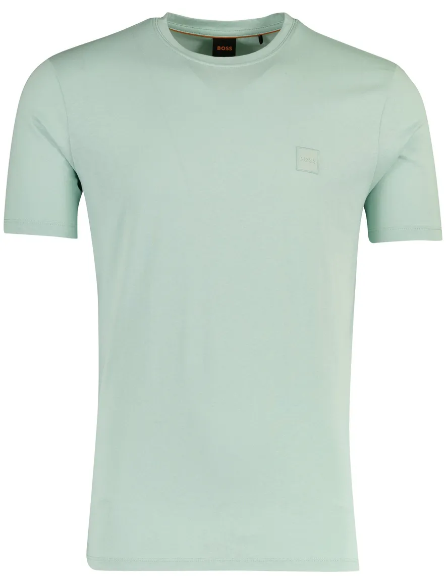 T-shirt BOSS turquoise logo katoen