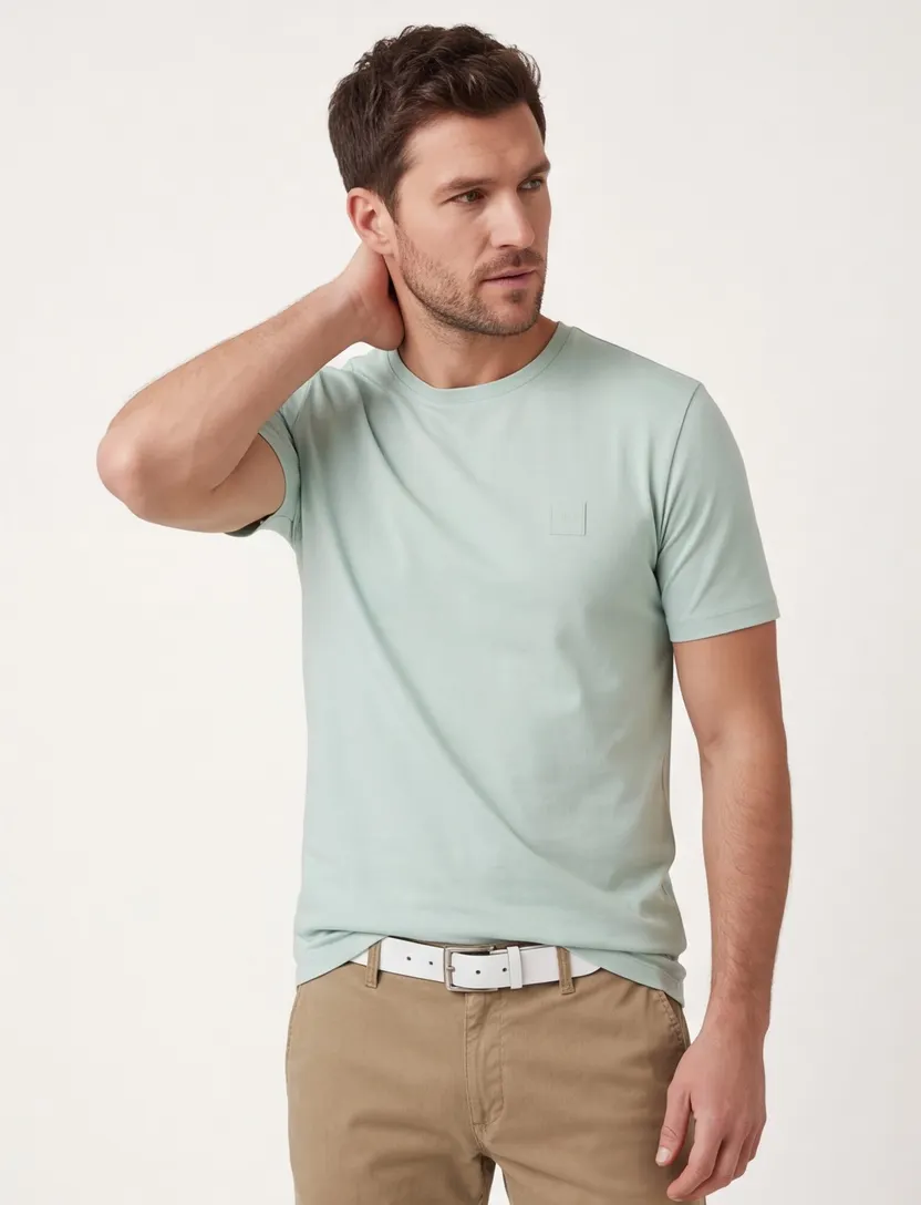 T-shirt BOSS turquoise katoen logo