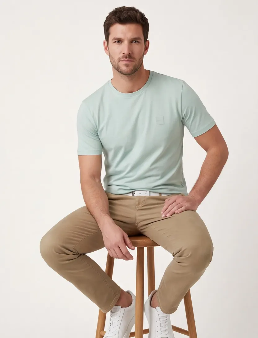 T-shirt BOSS turquoise katoen logo