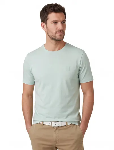 Hugo Boss T-shirt BOSS turquoise katoen logo ronde hals