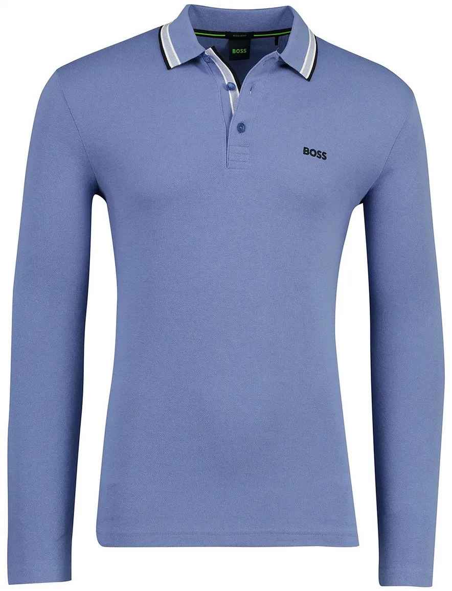 Regular fit BOSS Green Plisy polo lange mouw blauw