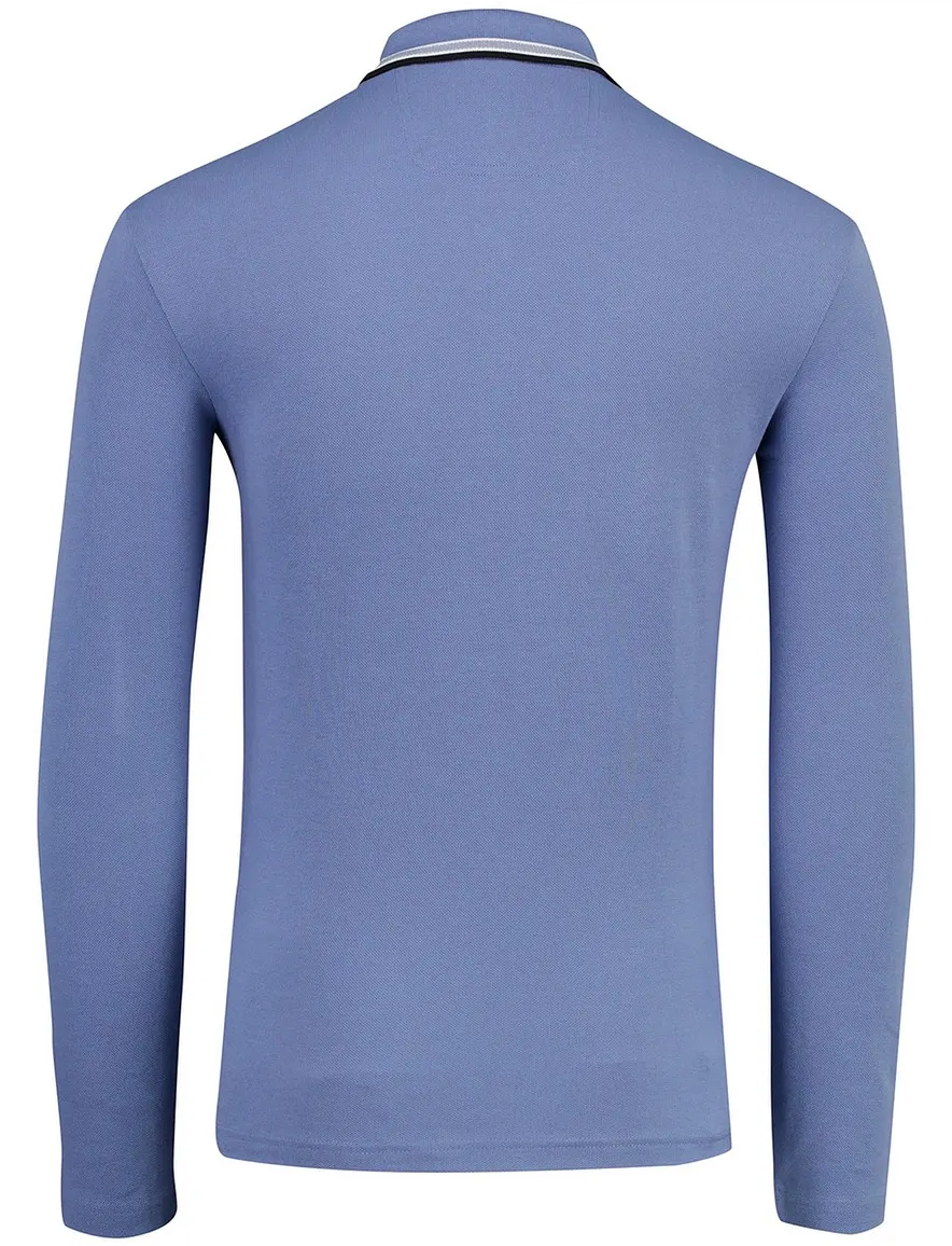 Regular fit BOSS Green Plisy polo lange mouw blauw