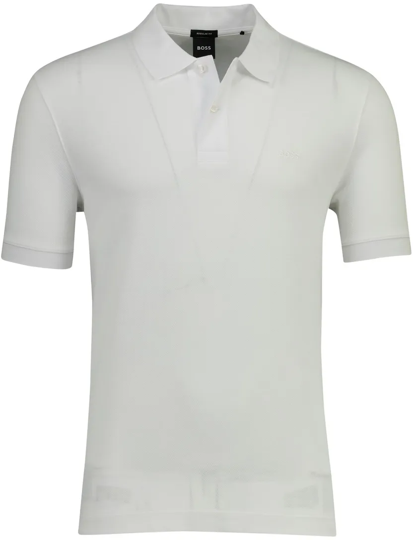 wit pique poloshirt Boss Black Pallas korte mouwen