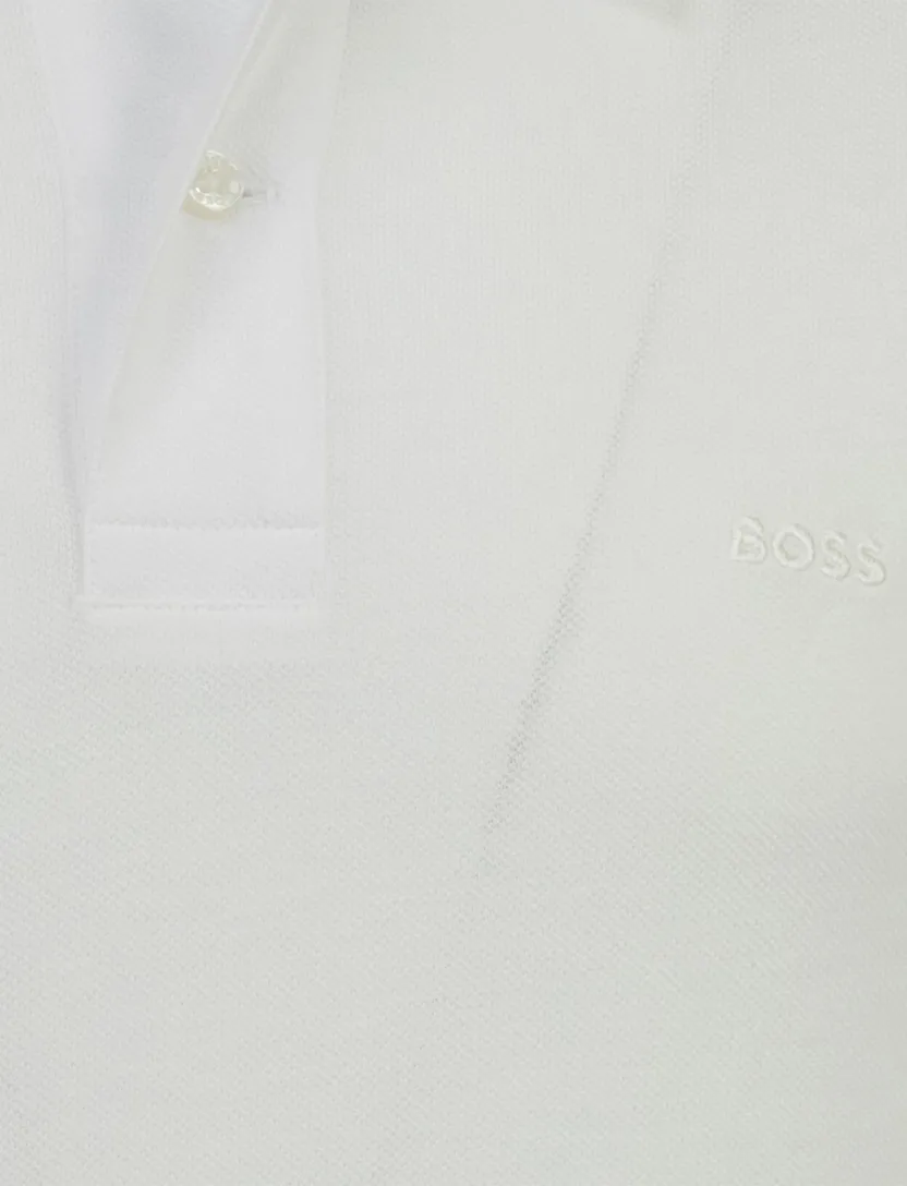 wit pique poloshirt Boss Black Pallas korte mouwen