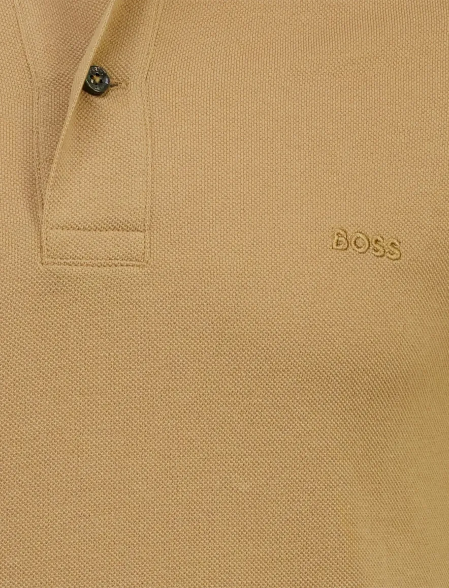 Boss Black Pallas poloshirt camel pique 2 knoops
