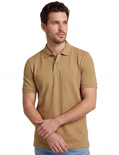 Hugo Boss Camel poloshirt Boss Black Pallas korte mouwen 2 knoops pique