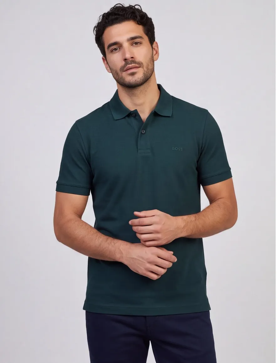 BOSS Black Pallas poloshirt donkergroen normale fit