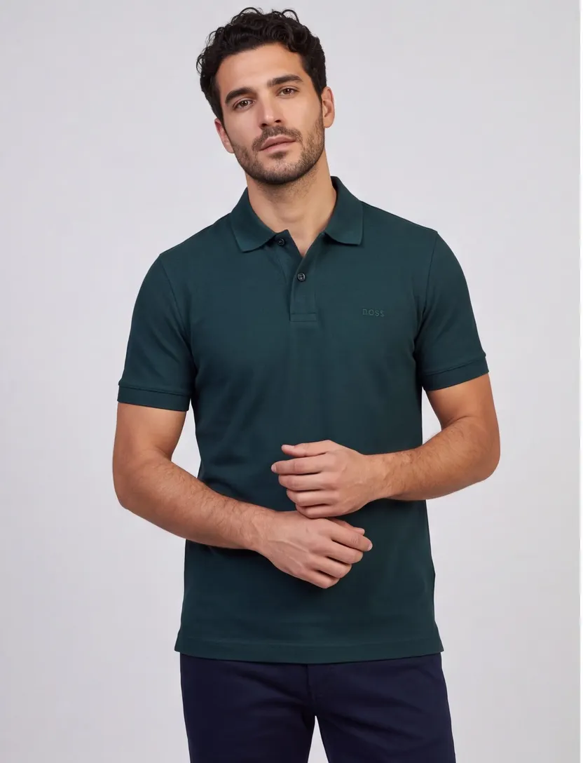 Poloshirt BOSS Black Pallas donkergroen pique