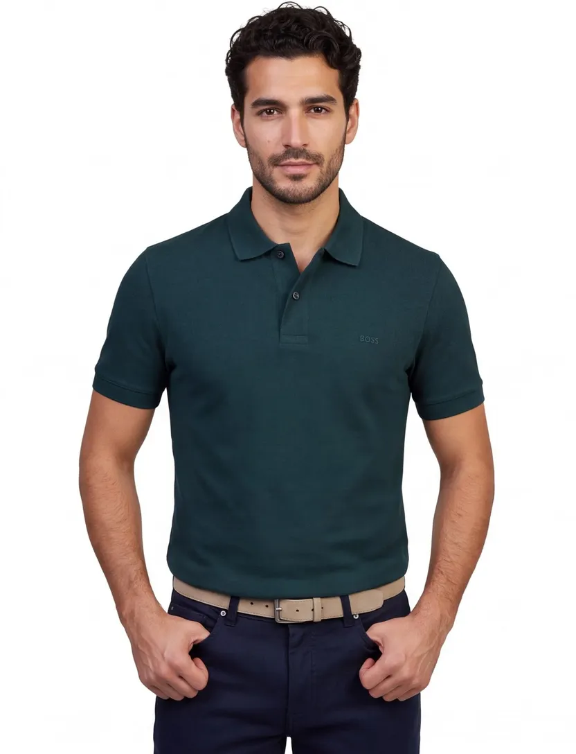 Poloshirt BOSS Black Pallas donkergroen pique