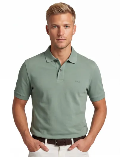 Hugo Boss Groen pique poloshirt Boss Black Pallas korte mouwen