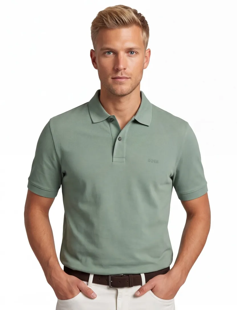 Groen pique poloshirt Boss Black Pallas korte mouwen