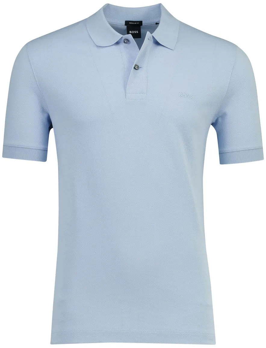 Boss Black Pallas poloshirt korte mouw lichtblauw 2 knoops