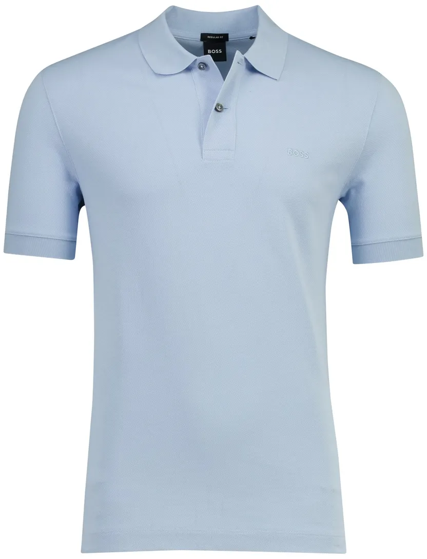Lichtblauw pique poloshirt Boss Black Pallas korte mouwen