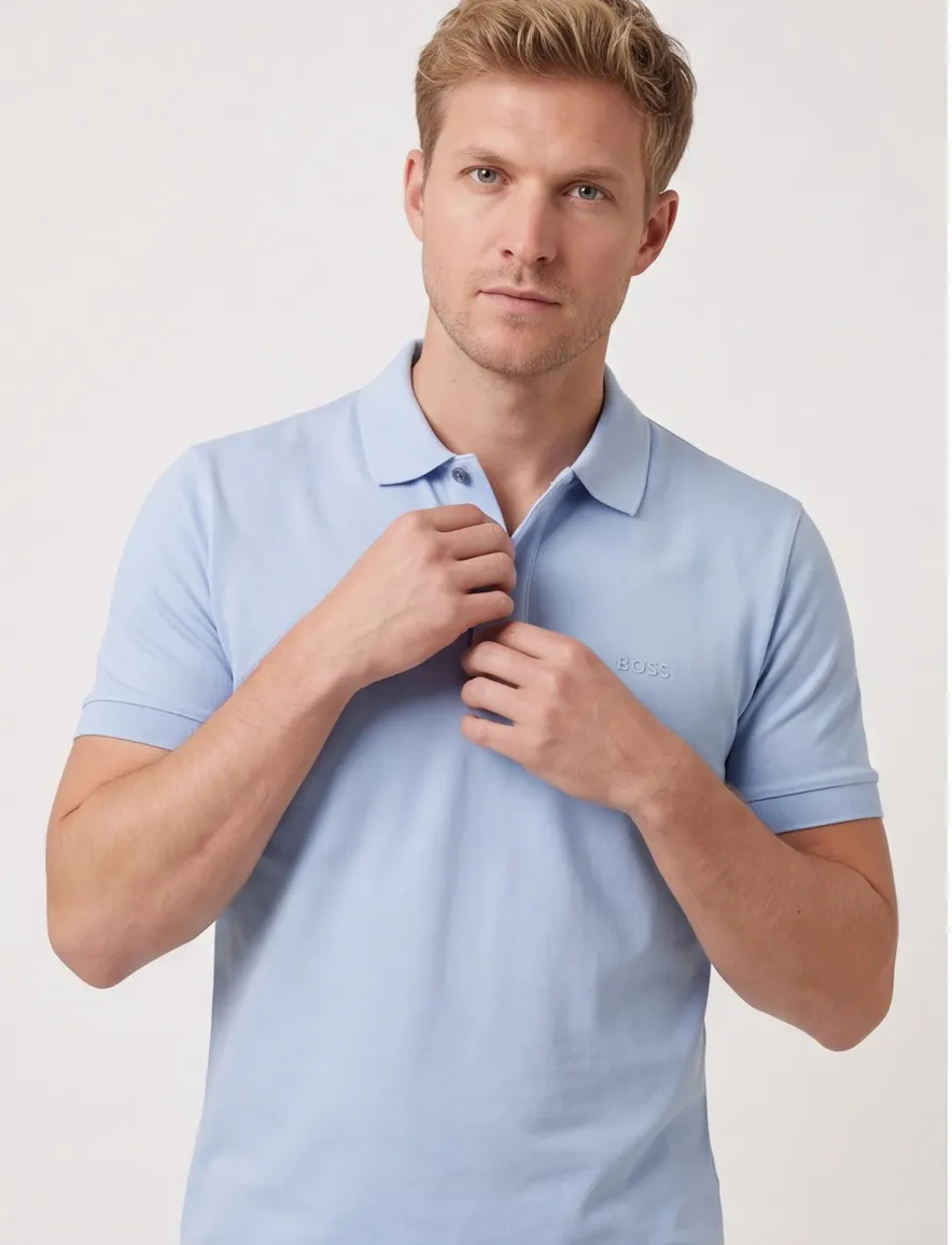 BOSS Black poloshirt Pallas lichtblauw