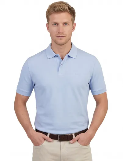 Hugo Boss Lichtblauw pique poloshirt Boss Black Pallas korte mouwen