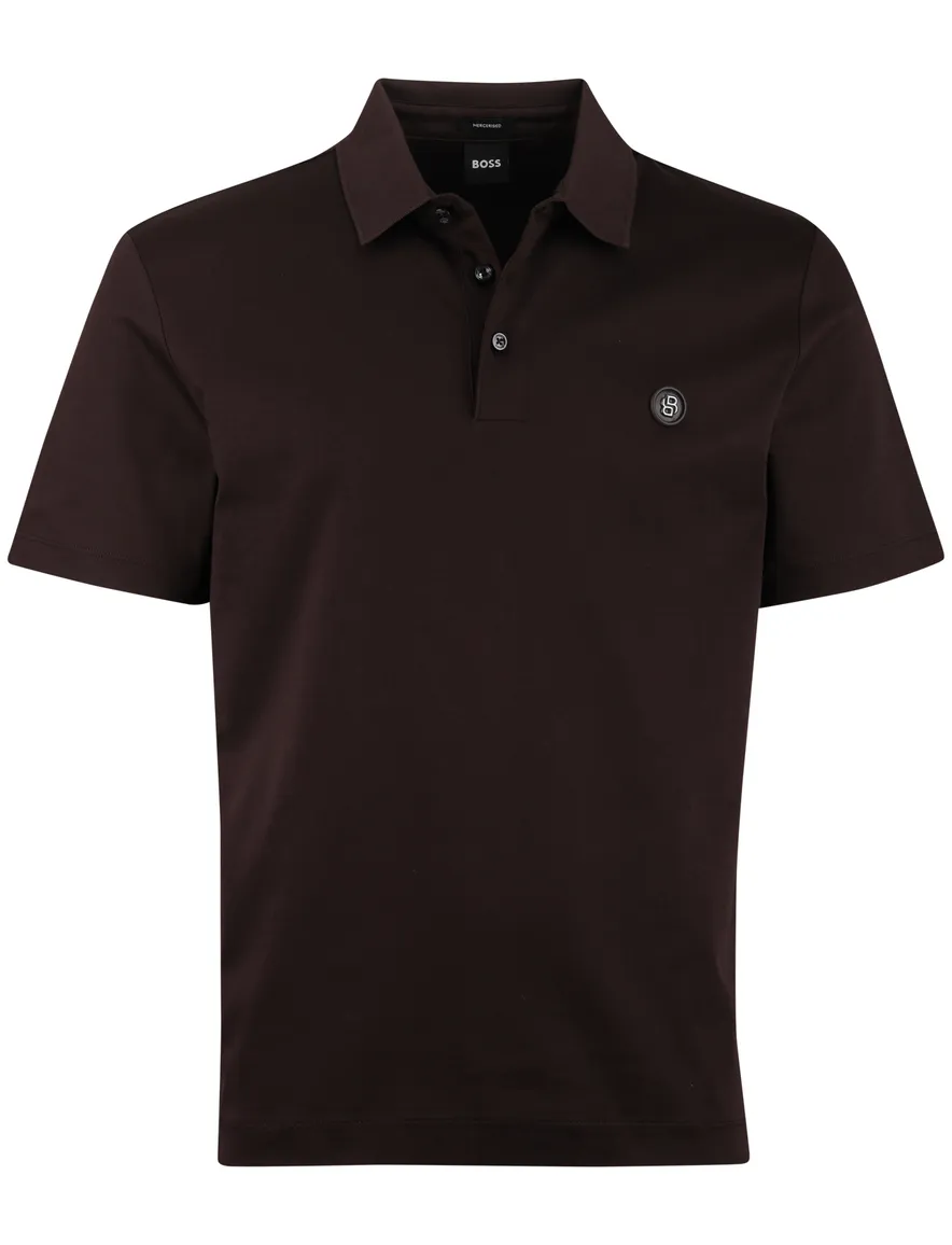 BOSS Black C-Parris polo bruin 3-knoops