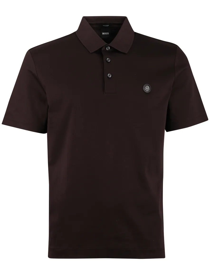 BOSS Black C-Parris polo bruin 3-knoops