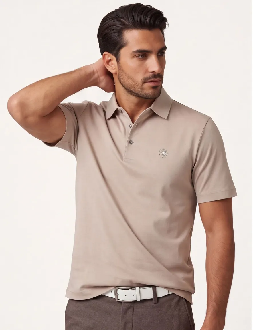 BOSS Black C-Parris polo beige 3-knoops