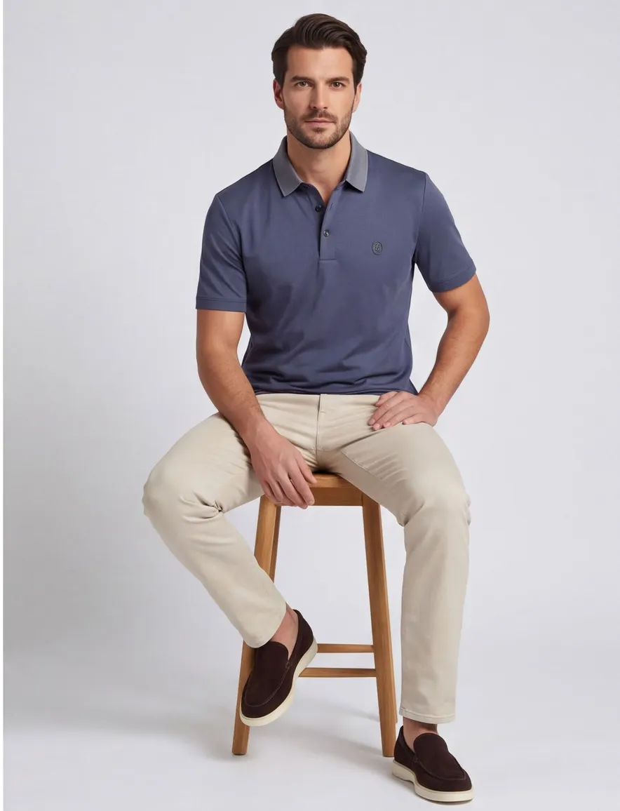 BOSS Black C-Parris polo donkerblauw 3-knoops