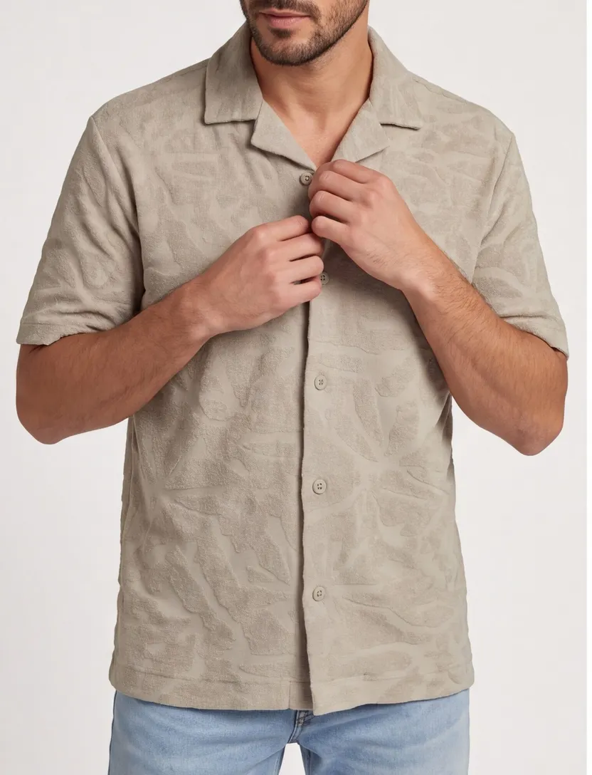 Poloshirt BOSS Orange grijs met structuur