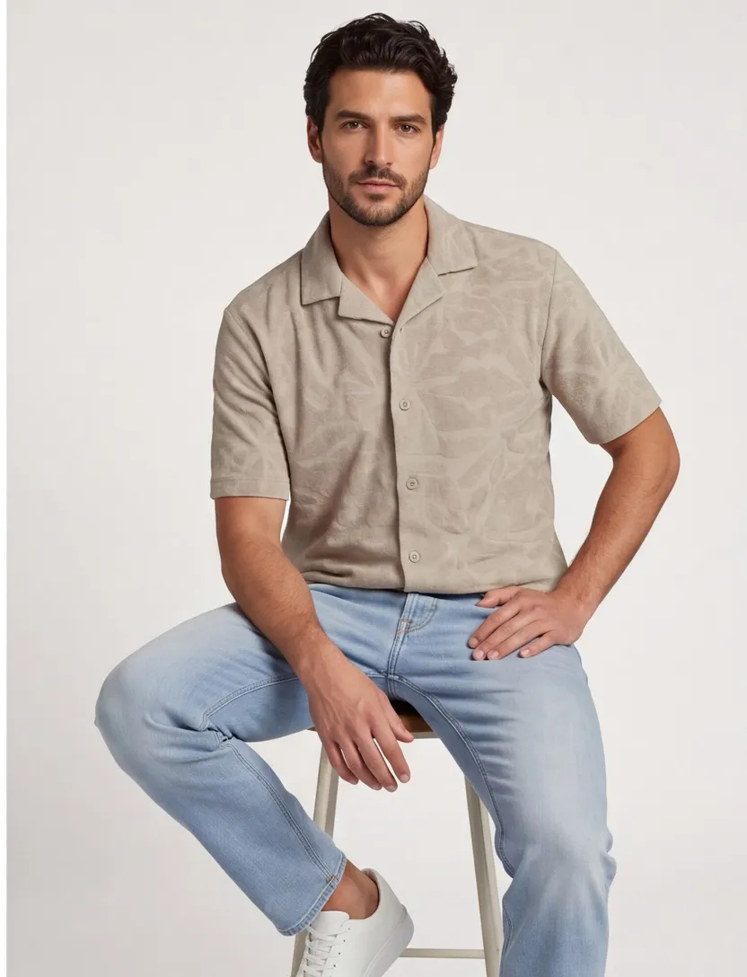 Poloshirt BOSS Orange grijs met structuur