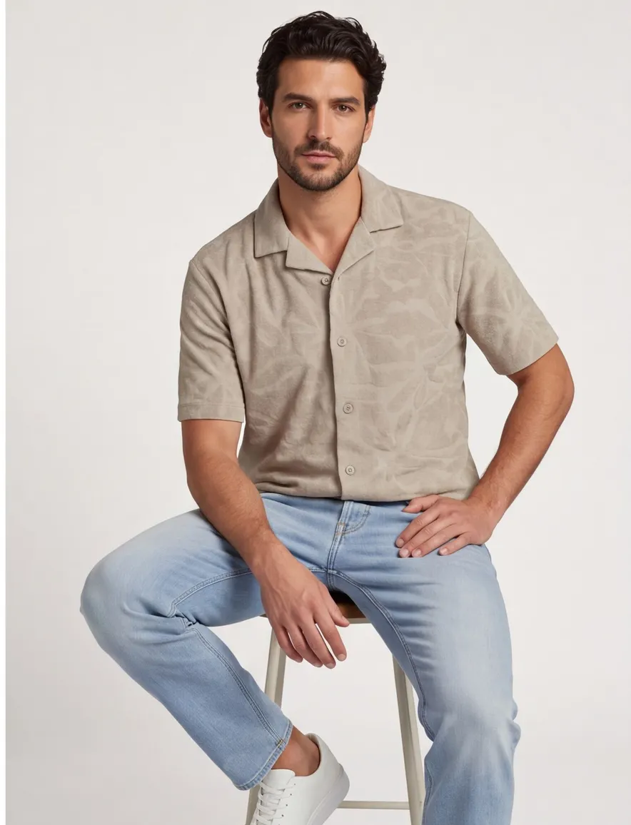 Poloshirt BOSS Orange grijs structuur