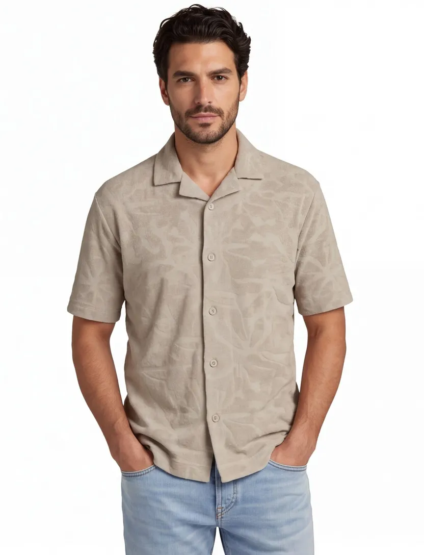 Poloshirt BOSS Orange grijs met structuur
