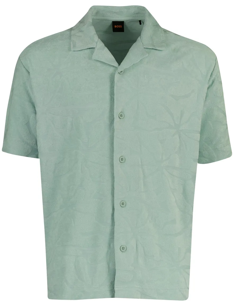 Poloshirt BOSS Orange turquoise structuur normale fit