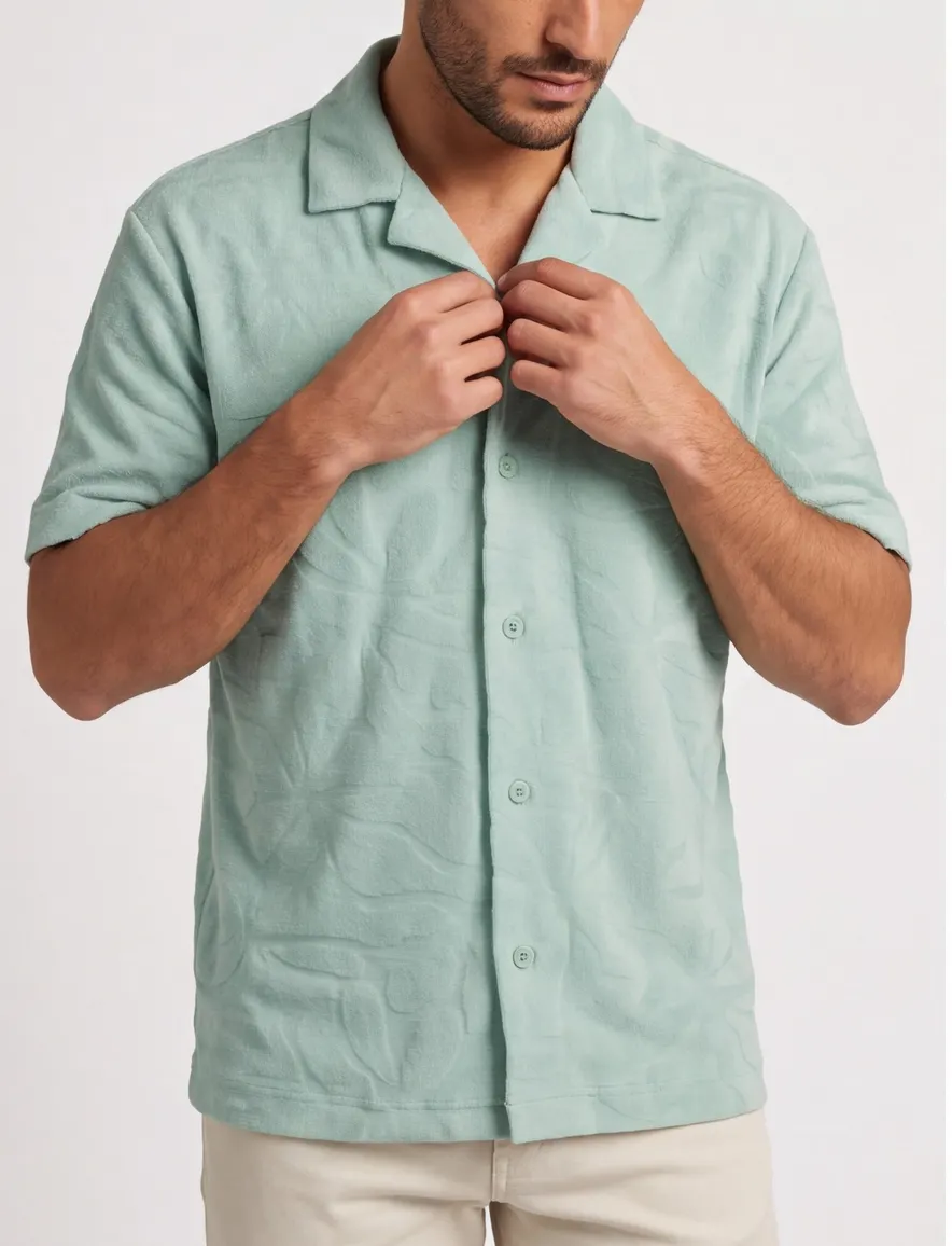 Poloshirt BOSS Orange turquoise met structuur