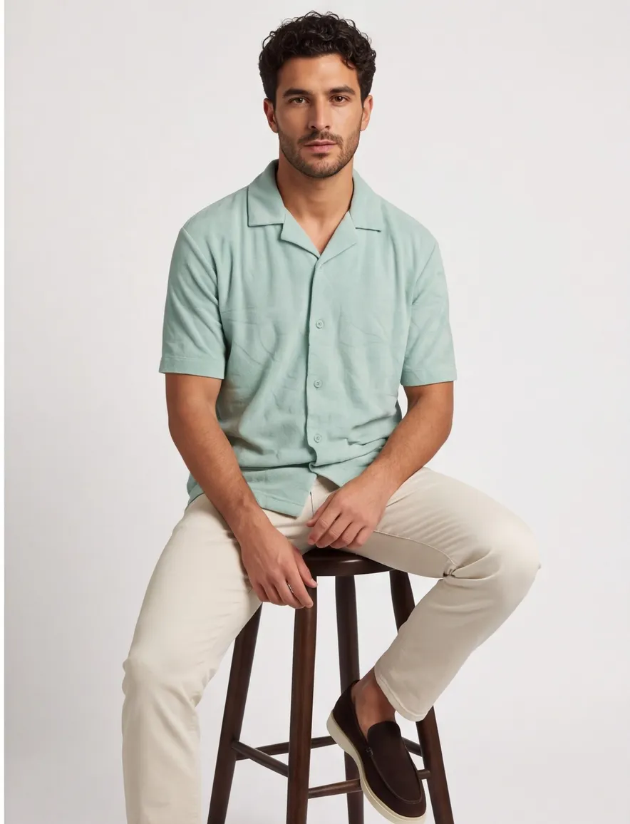 Poloshirt BOSS Orange turquoise met structuur