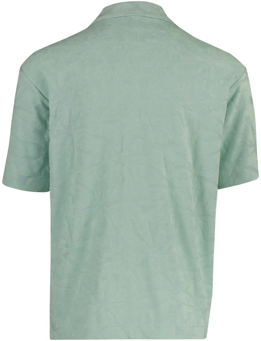 Poloshirt doorknoop BOSS Orange turquoise geprint structuur