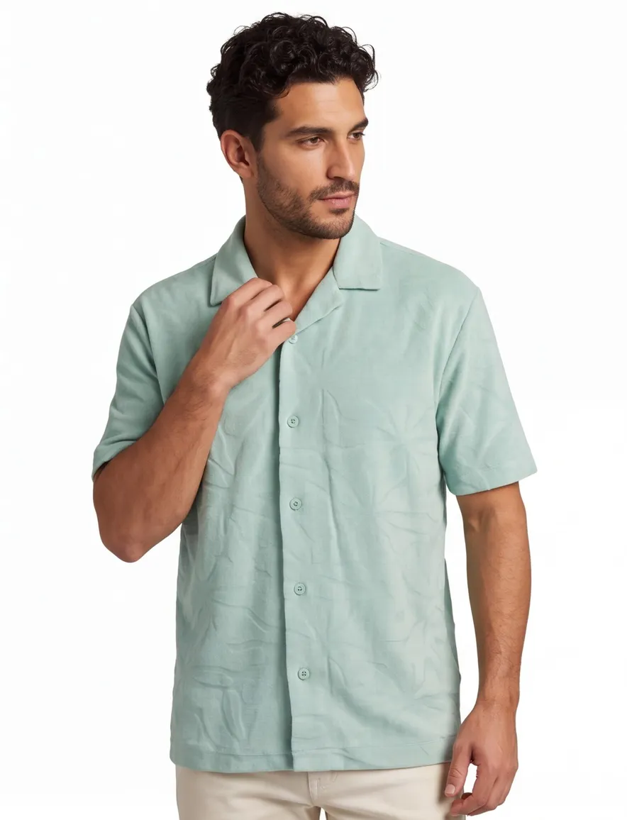 Poloshirt BOSS Orange turquoise met structuur